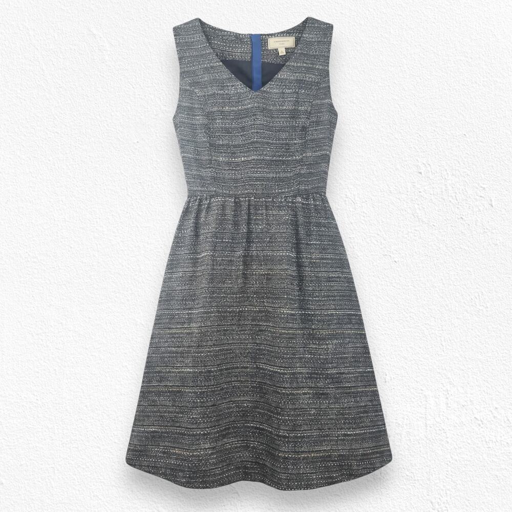 Moulinette Soeurs Metallic Tweed Anthropologie Sleeveless Fit Flare Dress Size 6